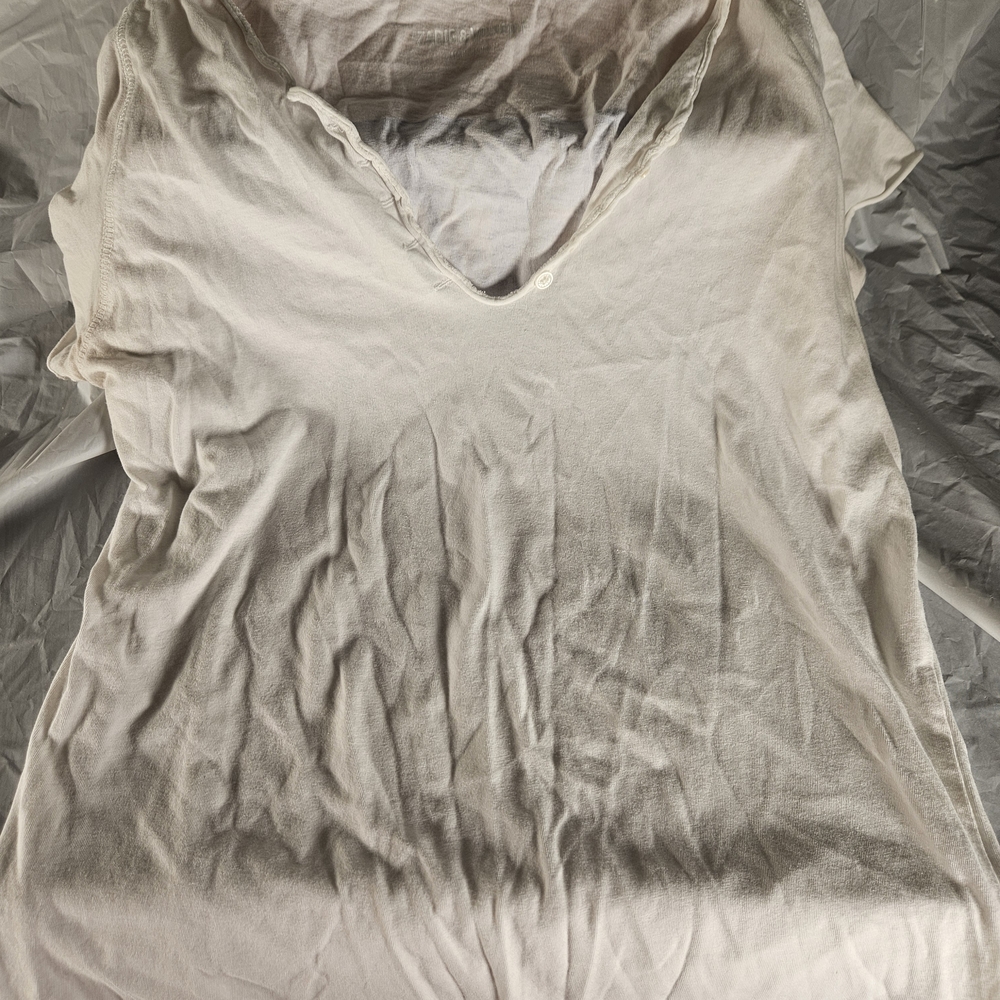 Zadig & Voltaire White Short Sleeve T-Shirt With Blue Je M'en Vous On Back